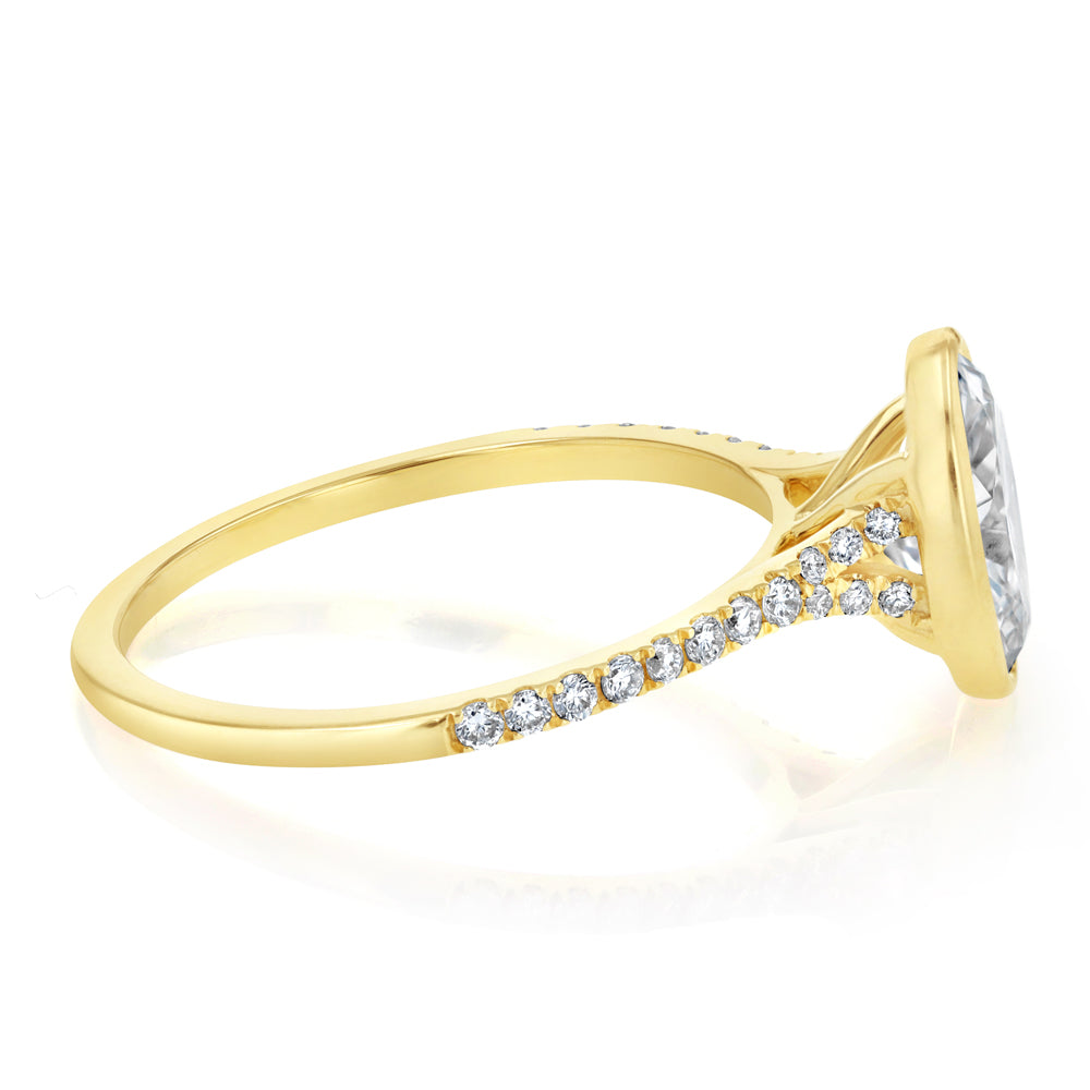 Luminesce Lab Grown 2.23 Carat Diamond Solitaire Bezel Ring in 9ct Yellow Gold