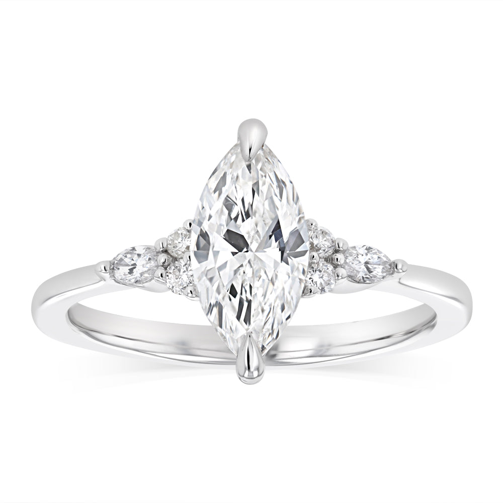 Luminesce Lab Grown 1.10 Carat Diamond Marquise Ring in 9ct White Gold