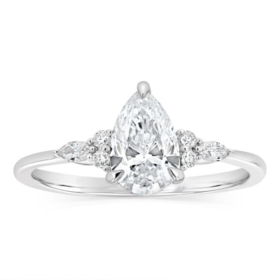 Luminesce Lab Grown 1.10 Carat Diamond Pear Ring in 9ct White Gold