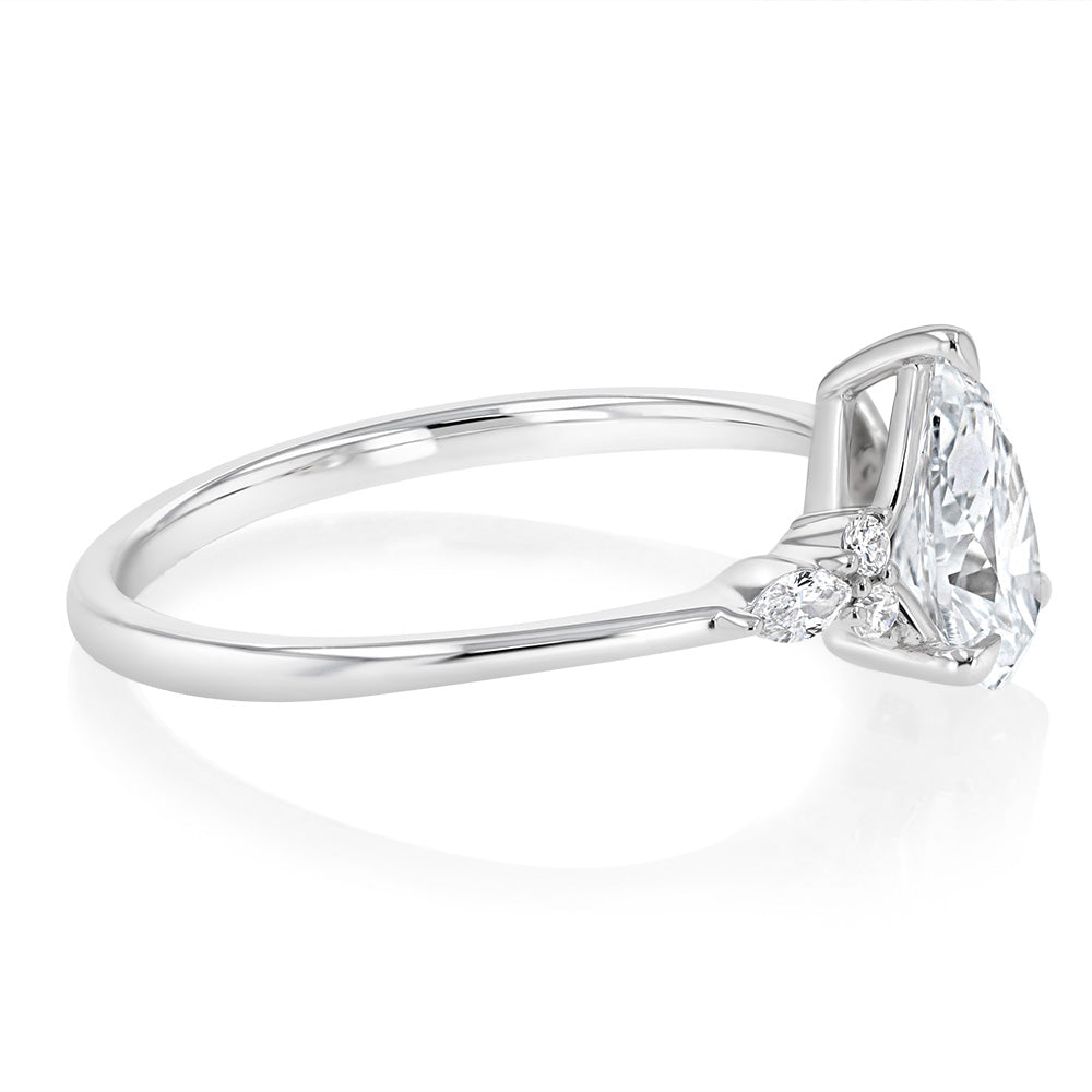 Luminesce Lab Grown 1.10 Carat Diamond Pear Ring in 9ct White Gold