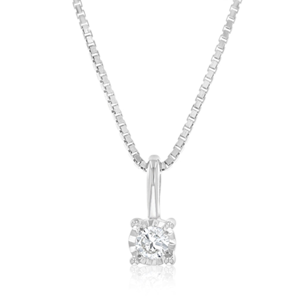 Luminesce Lab Grown 0.05 Carat Solitaire Diamond Pendant in Sterling Silver on 45cm Chain