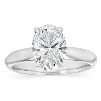 Luminesce Lab Grown 2 Carats Diamond Oval Solitaire Ring in Platinum