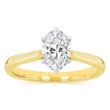 Load image into Gallery viewer, Luminesce Lab Grown 1 Carat Diamond Oval Solitaire Ring in 9ct Yellow Gold