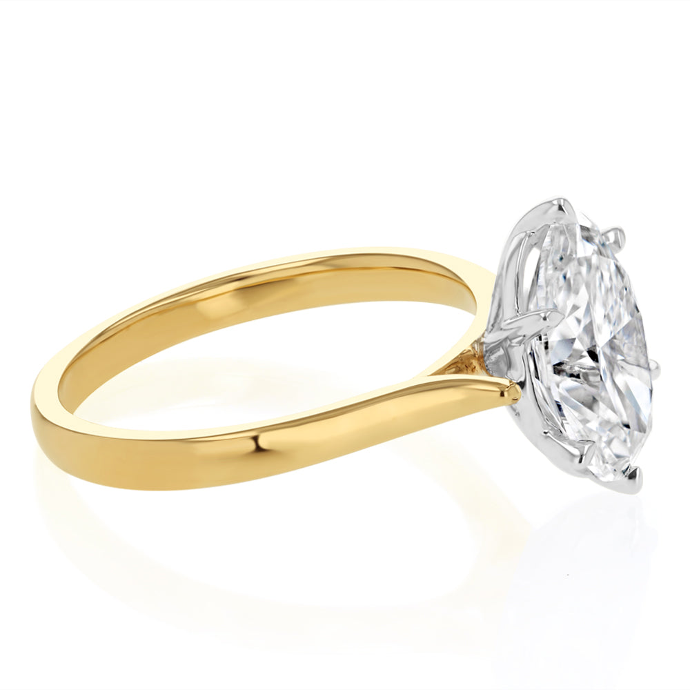 Luminesce Lab Grown 4 Carat Diamond Oval Solitaire Ring in 9ct Yellow Gold