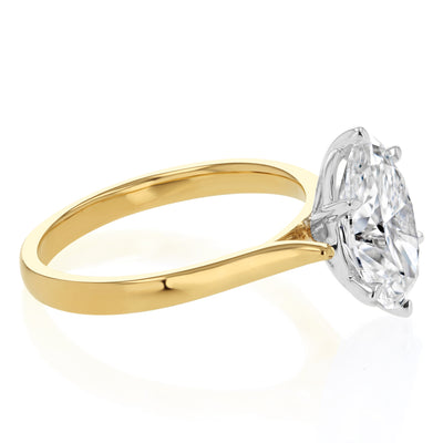 Luminesce Lab Grown 4 Carat Diamond Oval Solitaire Ring in 9ct Yellow Gold