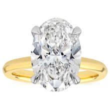Load image into Gallery viewer, Luminesce Lab Grown 5 Carat Diamond Oval Solitaire Ring in 9ct Yellow Gold