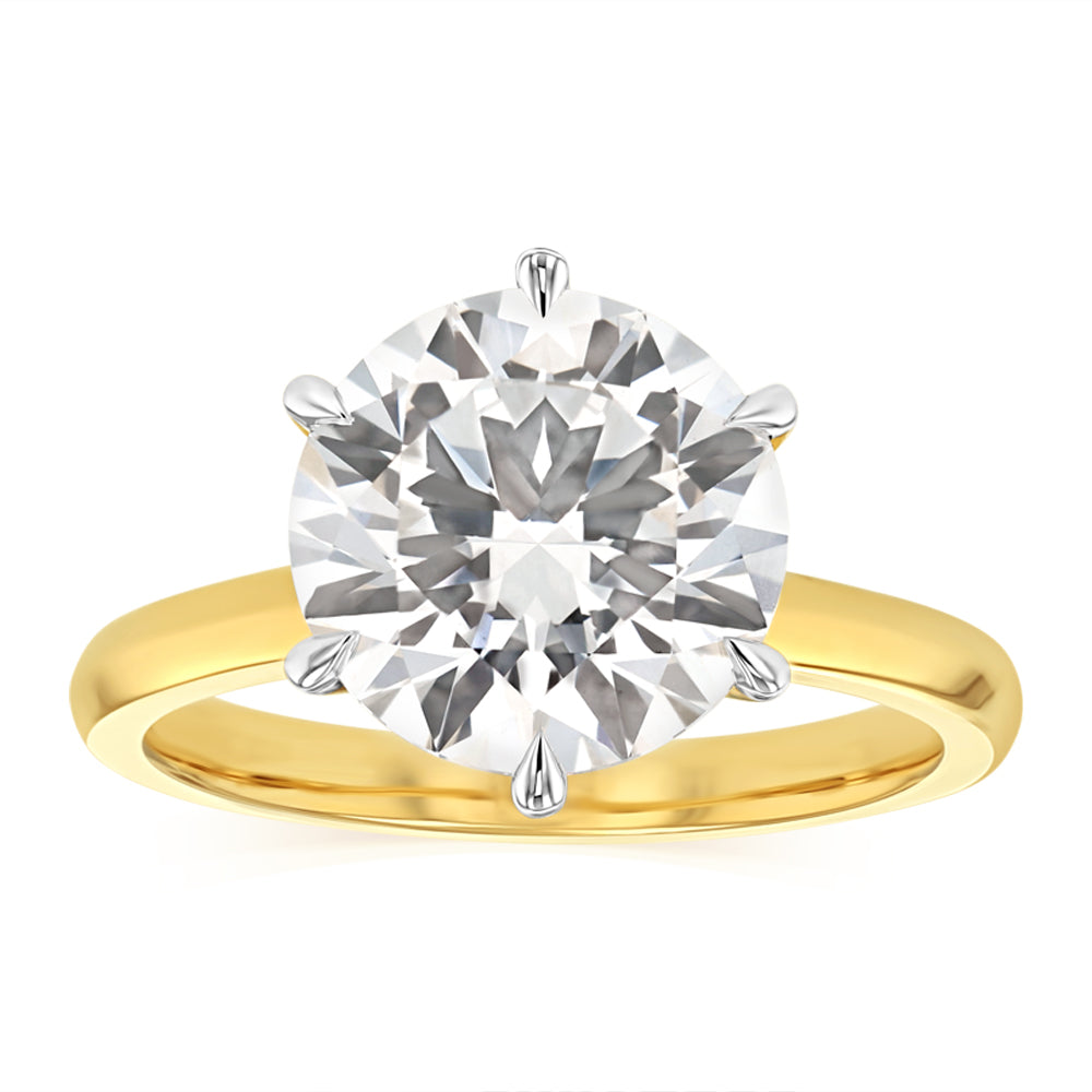 Luminesce Lab Grown 5 Carat Diamond Brilliant Solitaire Ring in 9ct Yellow Gold