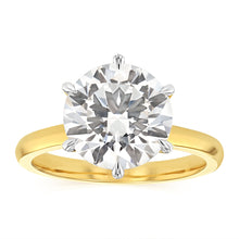 Load image into Gallery viewer, Luminesce Lab Grown 5 Carat Diamond Brilliant Solitaire Ring in 9ct Yellow Gold
