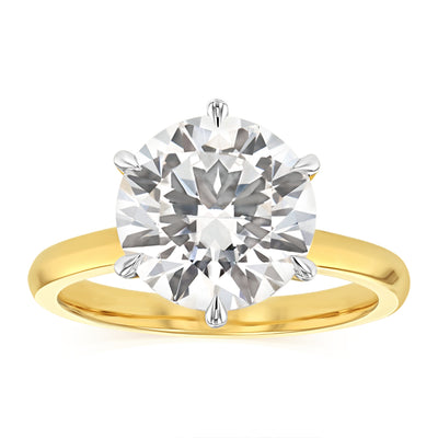 Luminesce Lab Grown 5 Carat Diamond Brilliant Solitaire Ring in 9ct Yellow Gold