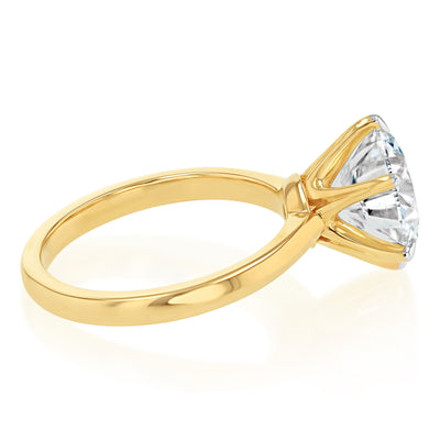 Luminesce Lab Grown 5 Carat Diamond Brilliant Solitaire Ring in 9ct Yellow Gold