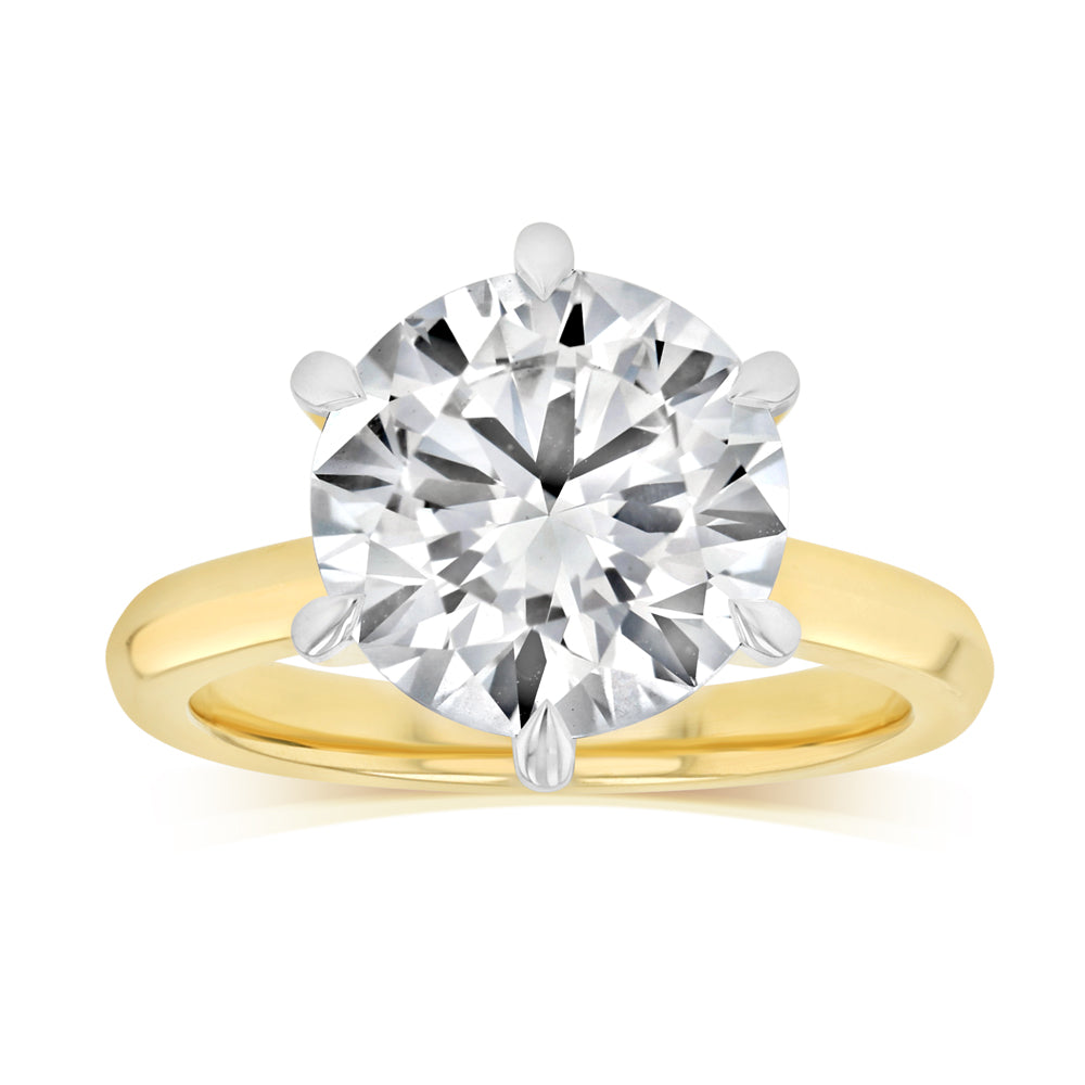 Luminesce Lab Grown 4 Carat Diamond Brilliant Solitaire Ring in 9ct Yellow Gold