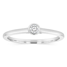 Load image into Gallery viewer, Luminesce Lab Grown 1/10 Carat Diamond Bezel Solitaire Ring in Sterling Silver