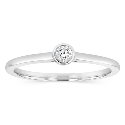 Luminesce Lab Grown 1/10 Carat Diamond Bezel Solitaire Ring in Sterling Silver