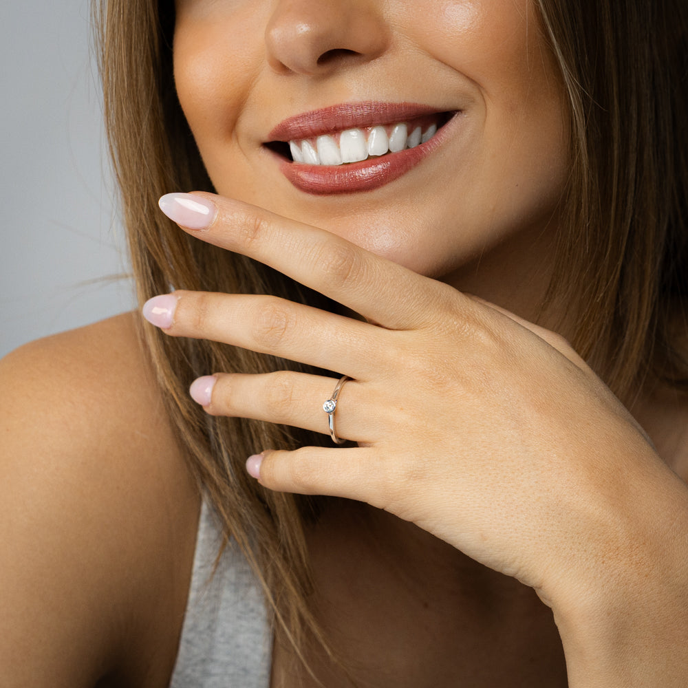 Luminesce Lab Grown 1/10 Carat Diamond Bezel Solitaire Ring in Sterling Silver