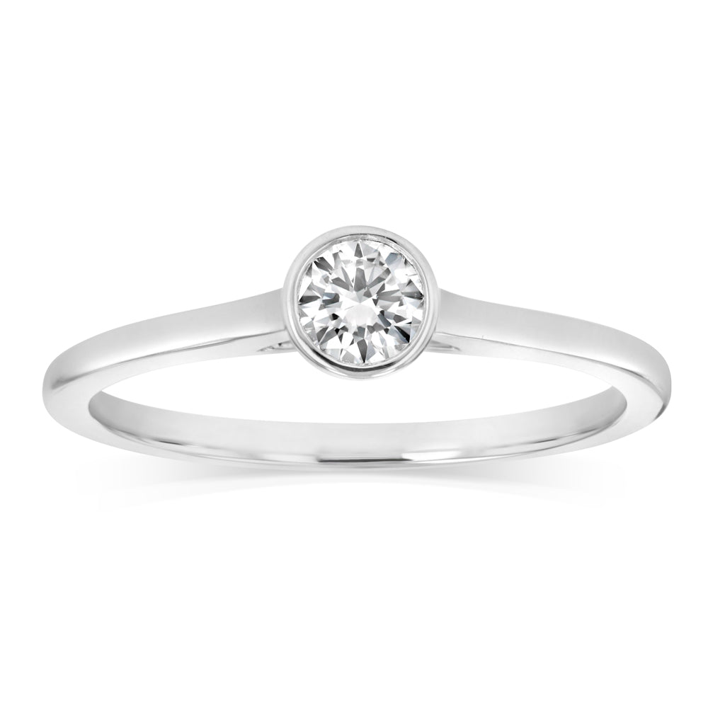Luminesce Lab Grown 1/4 Carat Diamond Bezel Solitaire Ring in Sterling Silver