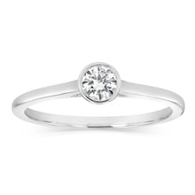 Load image into Gallery viewer, Luminesce Lab Grown 1/4 Carat Diamond Bezel Solitaire Ring in Sterling Silver