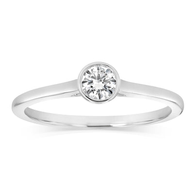 Luminesce Lab Grown 1/4 Carat Diamond Bezel Solitaire Ring in Sterling Silver