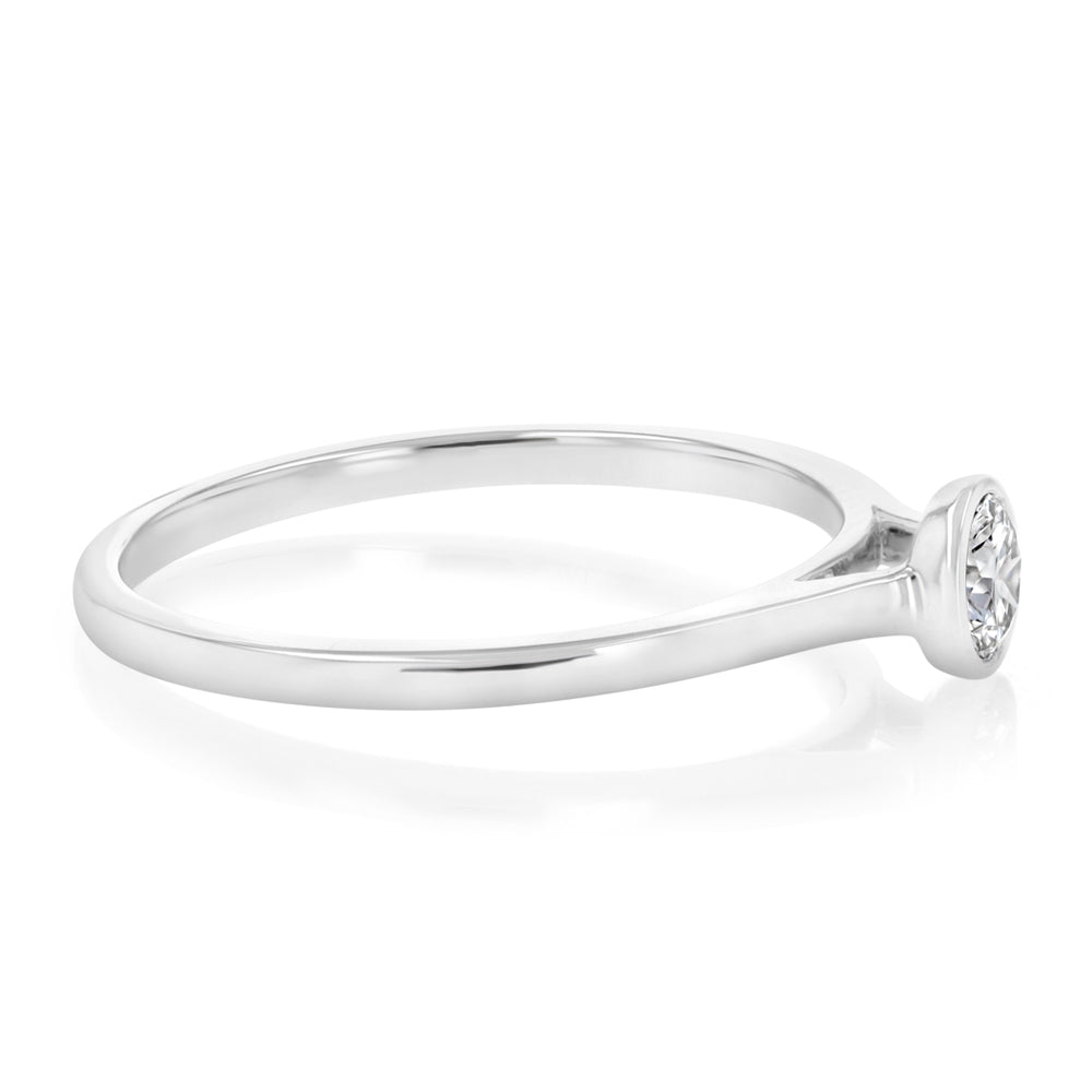 Luminesce Lab Grown 1/4 Carat Diamond Bezel Solitaire Ring in Sterling Silver