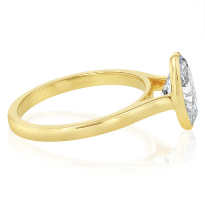 Luminesce Lab Grown 2 Carat Diamond Bezel Solitaire Ring in 9ct Yellow Gold