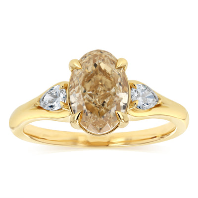 Luminesce Lab Grown 2.30 Carats Diamond Ring with 2 Carats Yellow Oval Centre Diamond in 9ct Yellow Gold