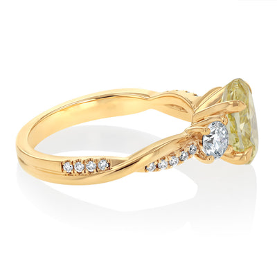 Luminesce Lab Grown 2.60 Carats Diamond Ring with 2 Carats Yellow Oval Centre Diamond in 9ct Yellow Gold