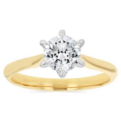Luminesce Lab Grown 1 Carat Diamond Solitaire Ring in 9ct Yellow Gold