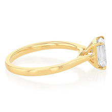 Load image into Gallery viewer, Luminesce Lab Grown 1 Carat Diamond Solitaire Emerald Ring in 9ct Yellow Gold