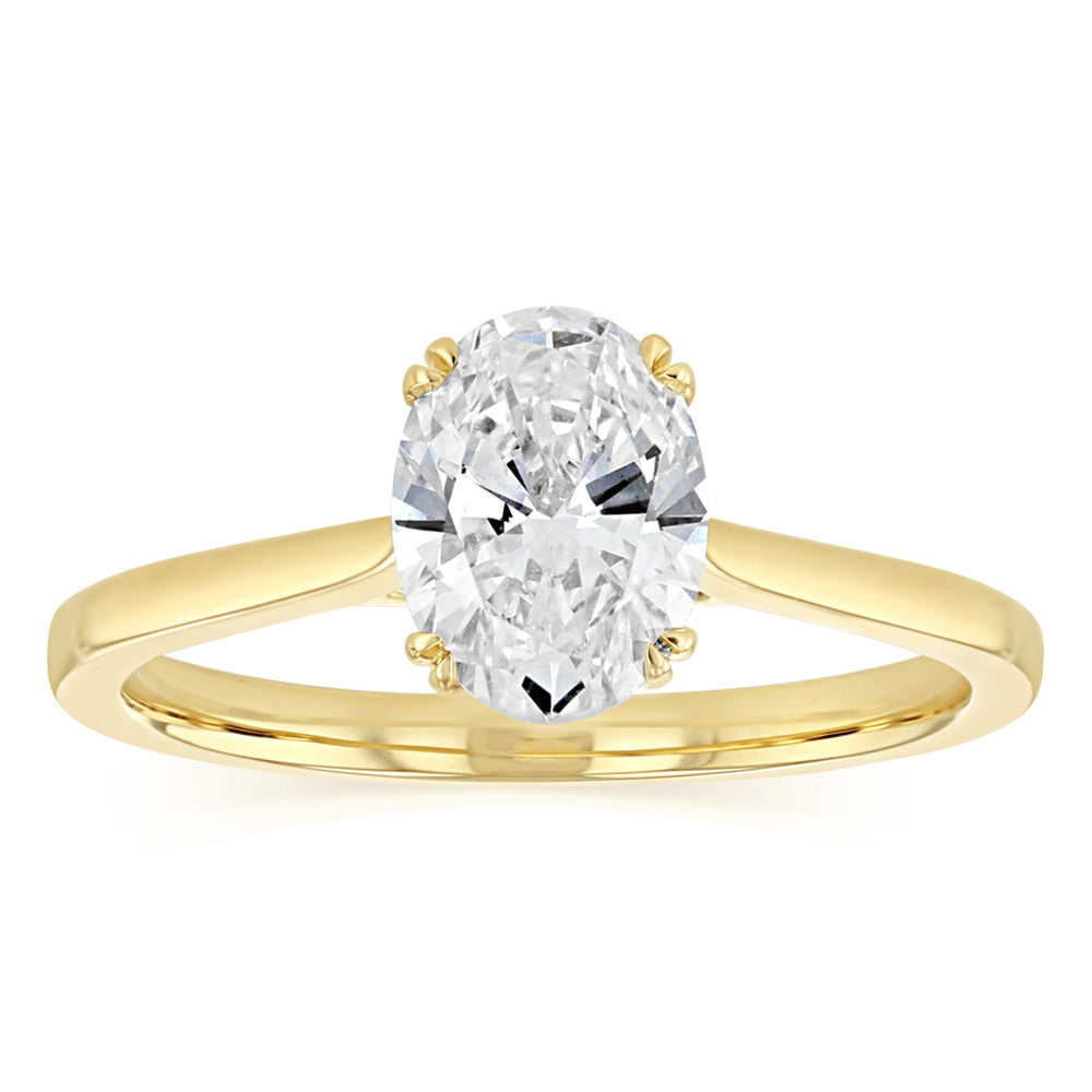 Luminesce Lab Grown 1.20 Carat Diamond Solitaire Oval Ring in 9ct Yellow Gold