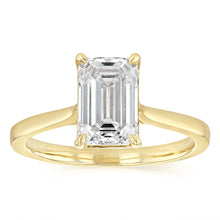 Load image into Gallery viewer, Luminesce Lab Grown 2 Carat Diamond Solitaire Emerald Ring in 9ct Yellow Gold