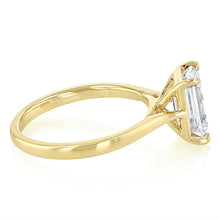Load image into Gallery viewer, Luminesce Lab Grown 2 Carat Diamond Solitaire Emerald Ring in 9ct Yellow Gold