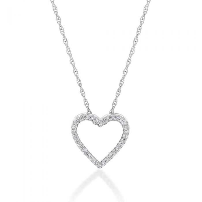 Luminesce Lab Grown Sterling Silver 0.10 Carat Diamond Heart Pendant with 34 Diamonds