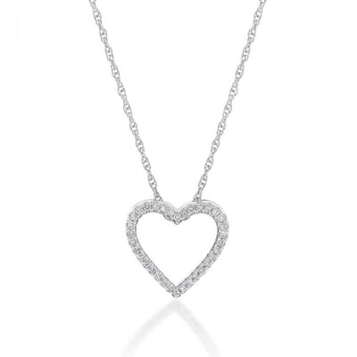 Luminesce Lab Grown Sterling Silver 0.10 Carat Diamond Heart Pendant with 34 Diamonds