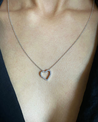 Luminesce Lab Grown Sterling Silver 0.10 Carat Diamond Heart Pendant with 34 Diamonds