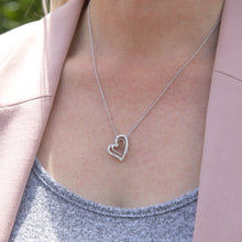 Load image into Gallery viewer, Luminesce Lab Grown Diamond 1/2 Carat Silver Double Heart Pendant on 45cm Chain