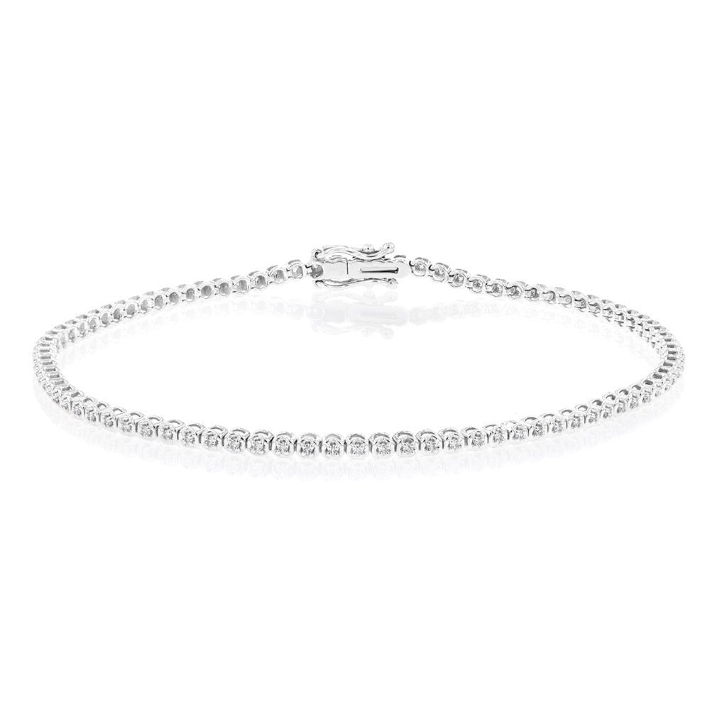 Sparkling 14K White Gold Diamond Tennis Bracelet | Lumije